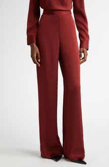 Lela Rose High Waist Satin Wide Leg Pants
