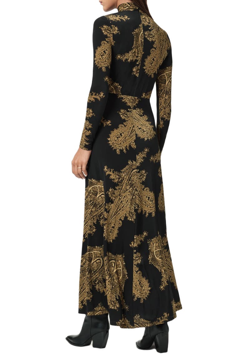 Mina Twist Front Long Sleeve Maxi Dress, Alternate, color, ELLA BLACK