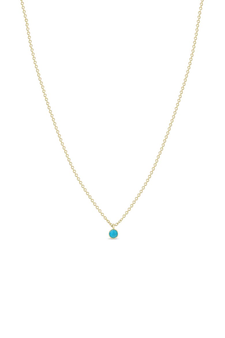 14K Gold Bezel Birthstone Necklace, Main, color, YELLOW GOLD/ TURQUOISE