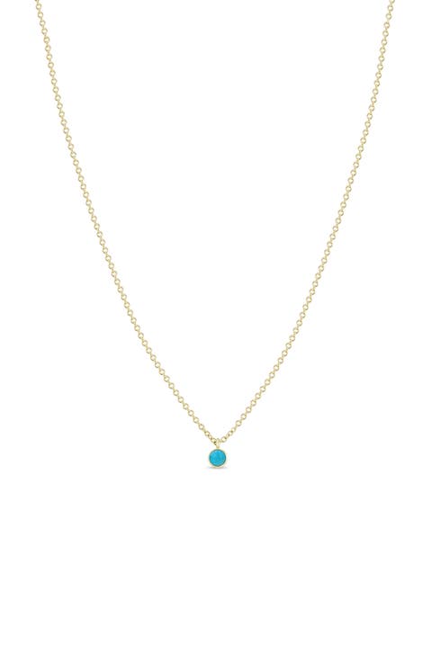 14K Gold Bezel Birthstone Necklace