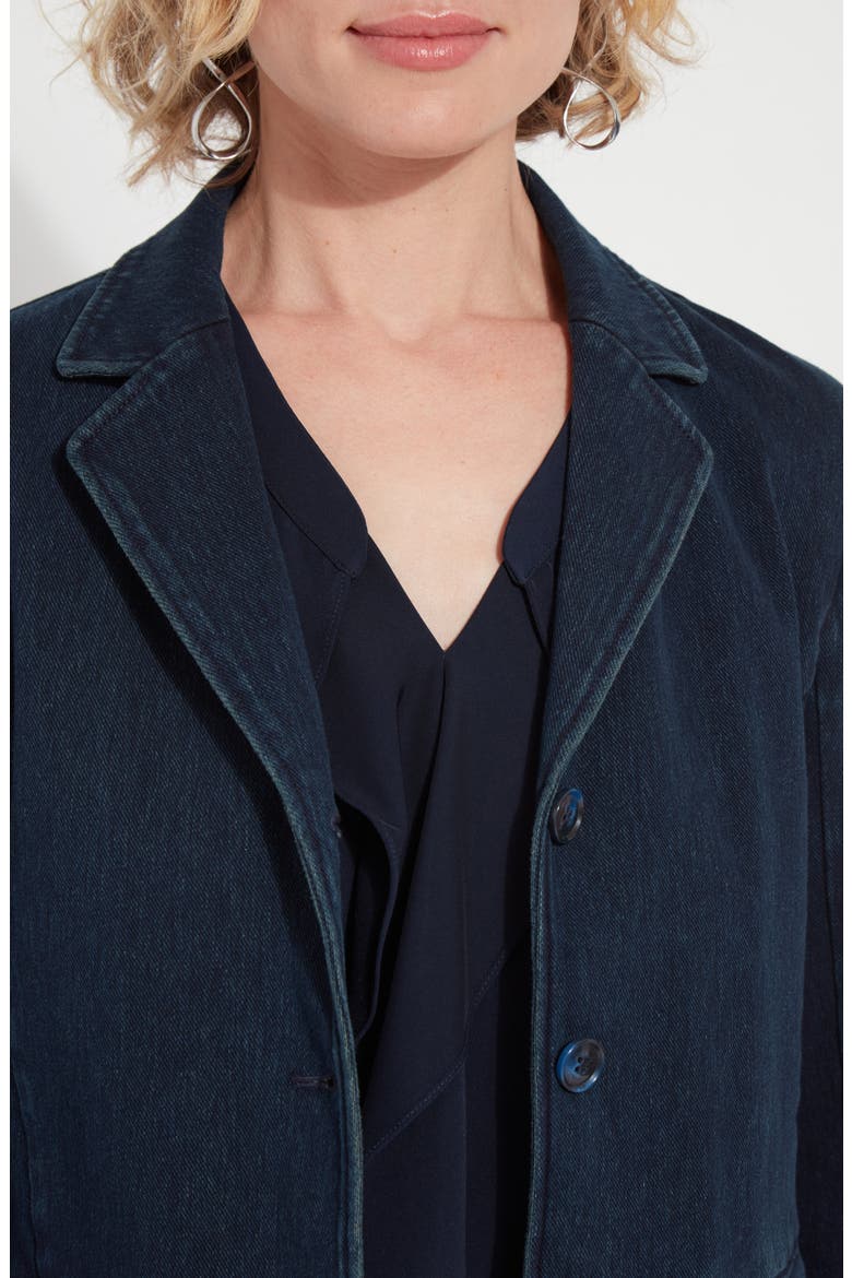 'Lyssentials Della Denim Crop Blazer, Alternate, color, INDIGO