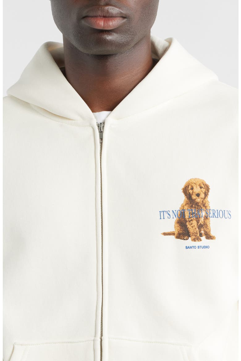 Not That Serious Zip Front Fleece Hoodie, Alternate, color, CREAM