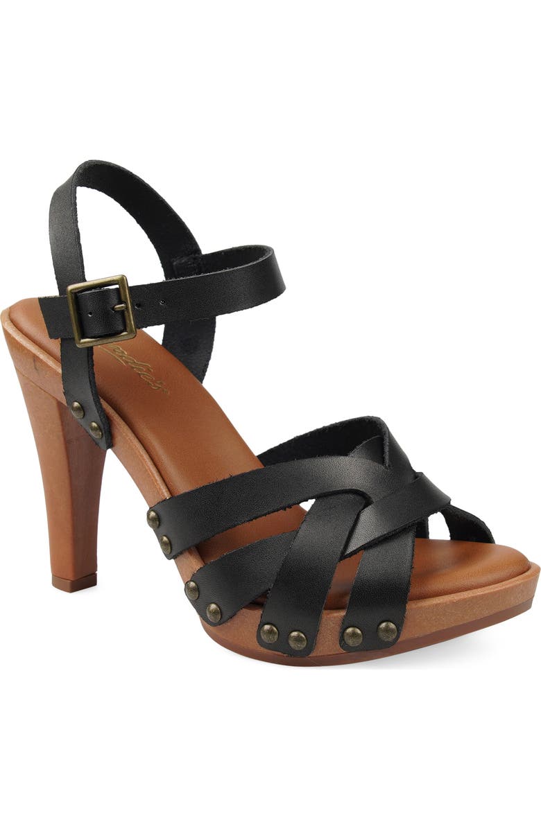 Candie's Gia Ankle Strap Platform Sandal, Main, color, Black Leather