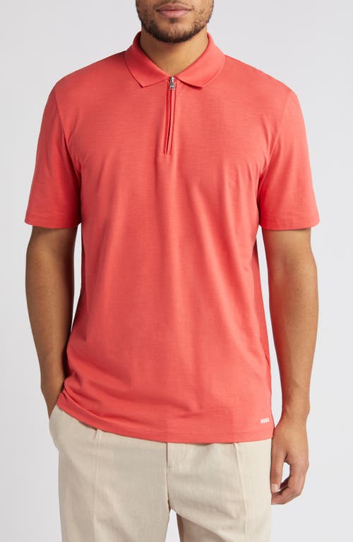 HUGO Dekok Zip Polo in Medium Red  product