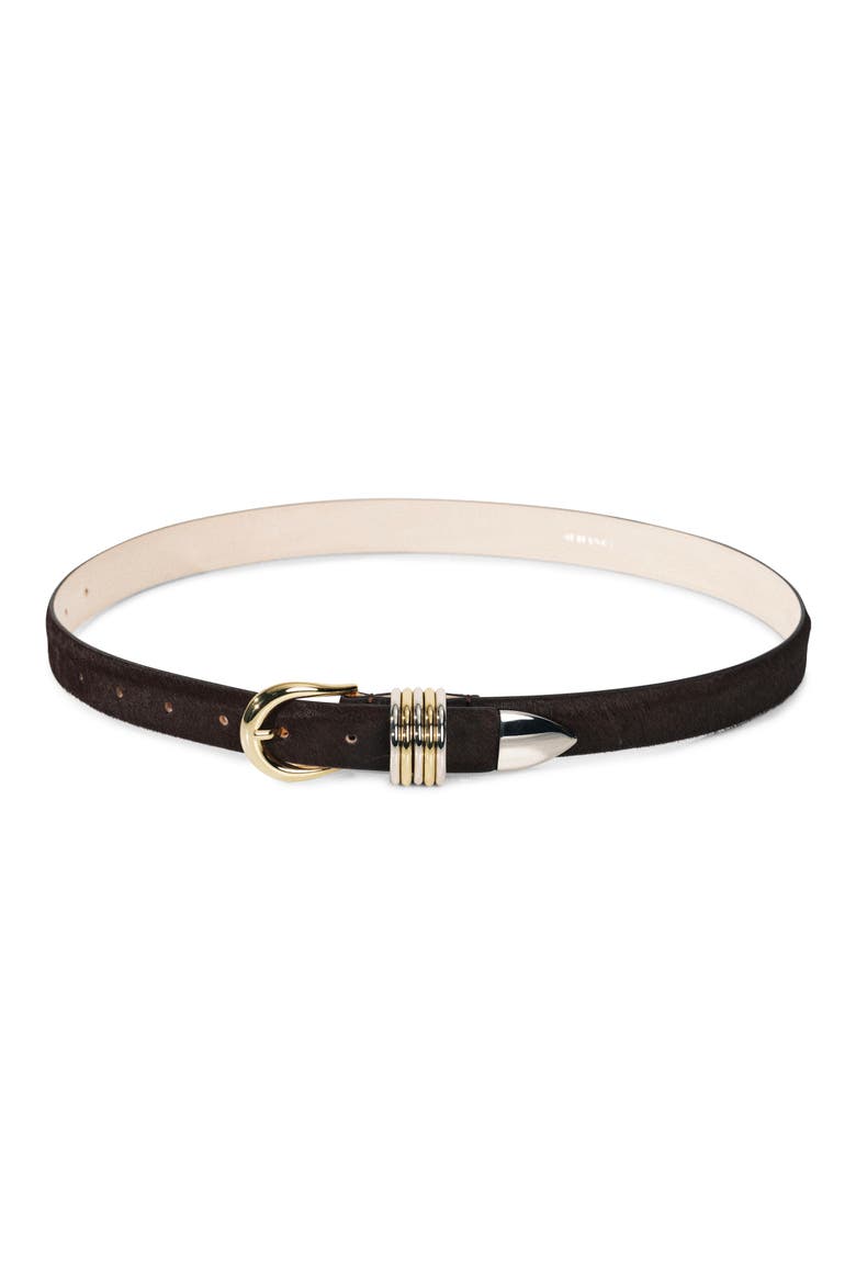 Hollyhock Genuine Calf Hair Belt, Main, color, CHOCOLATE