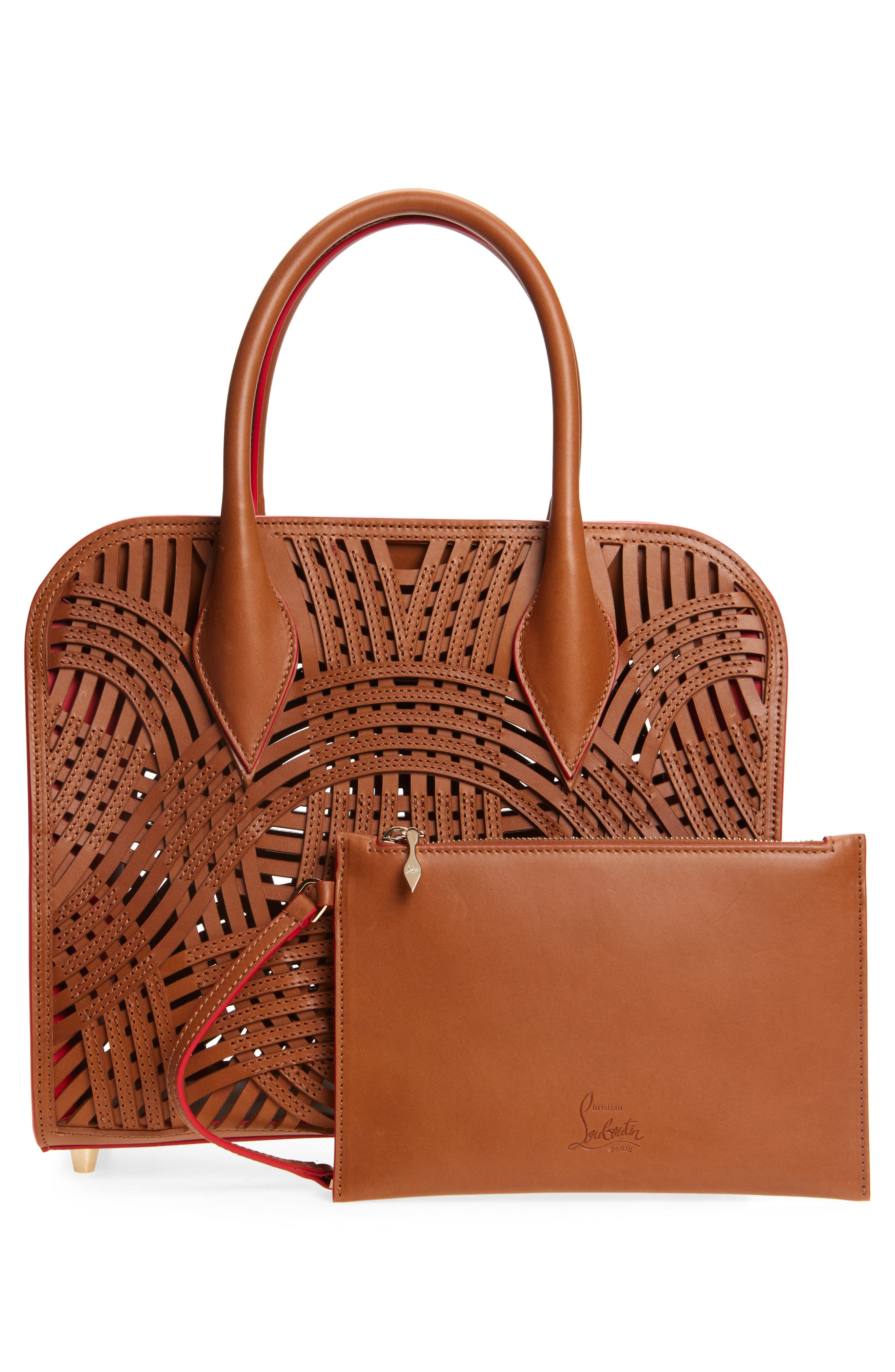 Christian Louboutin Medium Eloise Gaagal Leather Top Handle Bag, Alternate, color, Cuoio