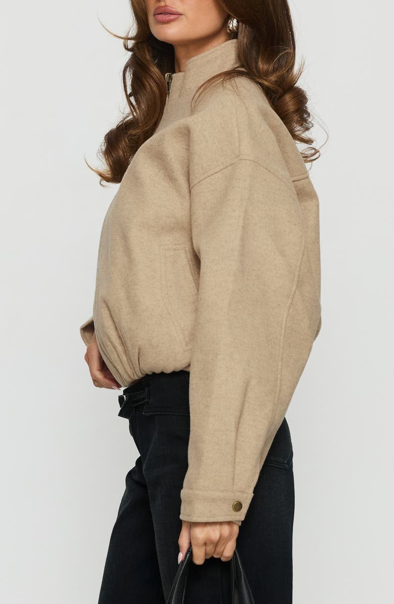 Princess Polly Chayden Cropped Bomber Jacket, Alternate, color, Beige