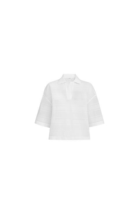 Broderie anglaise cropped polo