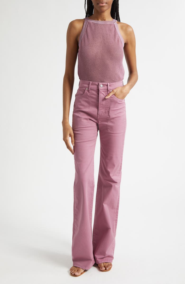 Veronica Beard Crosbie Stitch Pocket High Waist Wide Leg Pants, Alternate, color, Orchid Haze