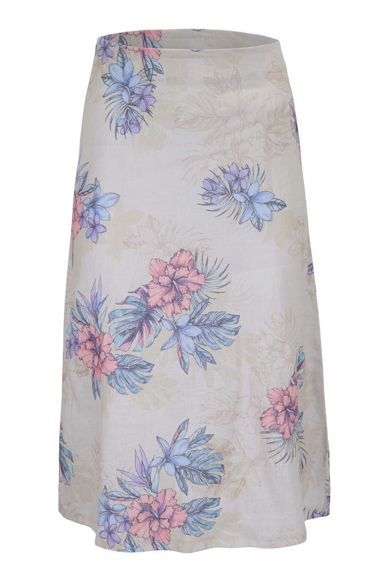 Exotic Floral Womens Midi Skirt, Alternate, color, EXOTIC FLORAL NATURAL