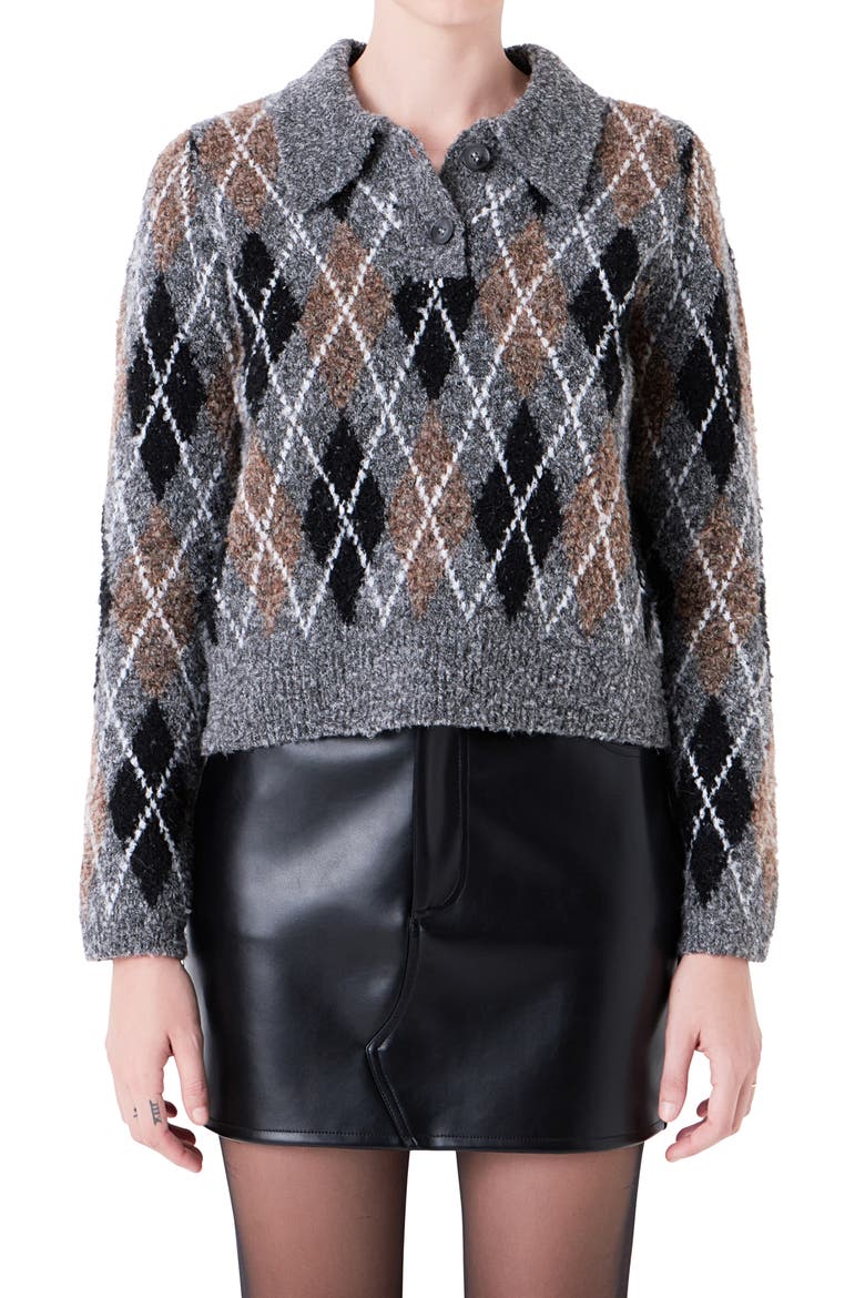 Argyle Sweater, Main, color, GREY