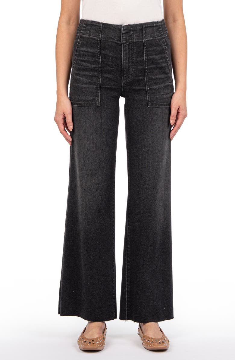 KUT from the Kloth Meg Raw Hem High Waist Ankle Wide Leg Utility Jeans, Main, color,