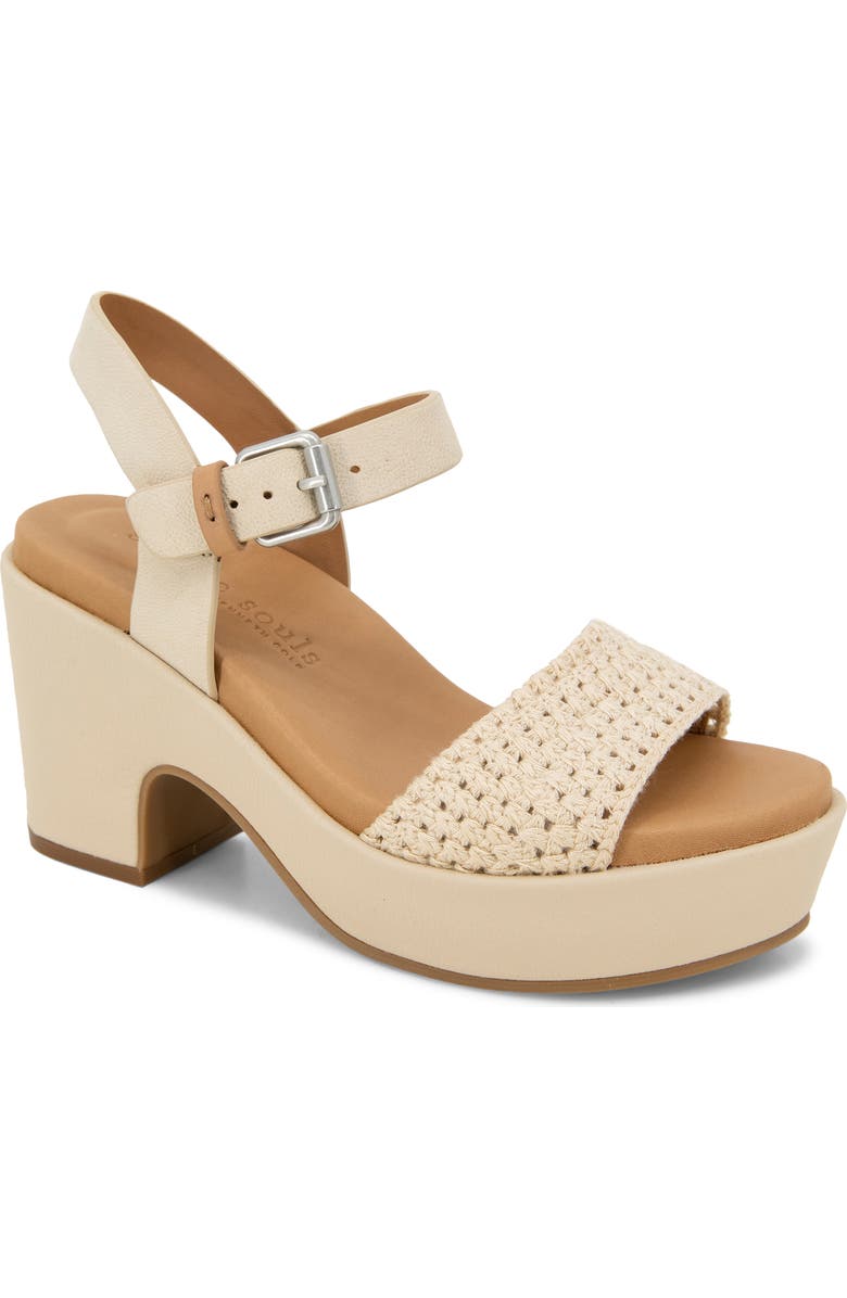 Gentle Souls Delilah Ankle Strap Platform Sandal, Main, color, Cream Fabric