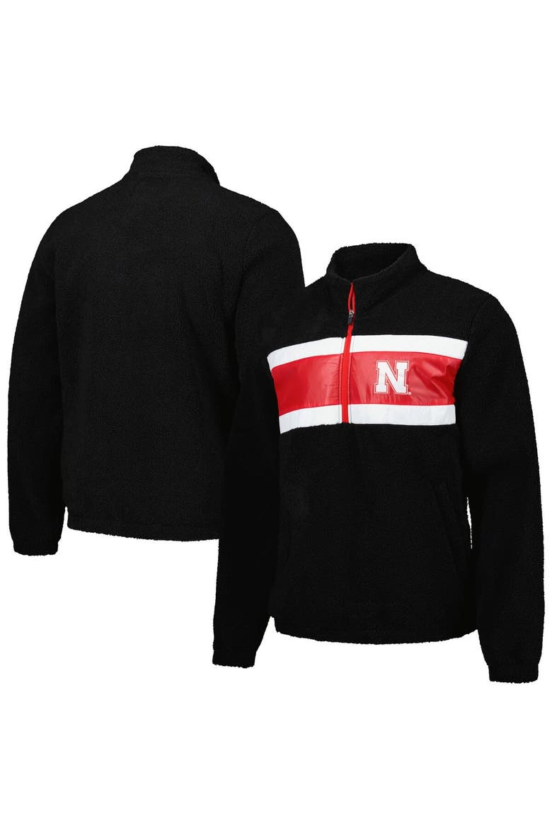 Men's G-III Sports by Carl Banks Black Nebraska Huskers Pinch Runner Half-Zip Top, Main, color, Black
