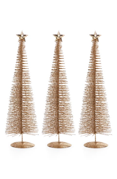 Treasure Mountain Set of 3 Twenty-Inch Gold Tree Decorations