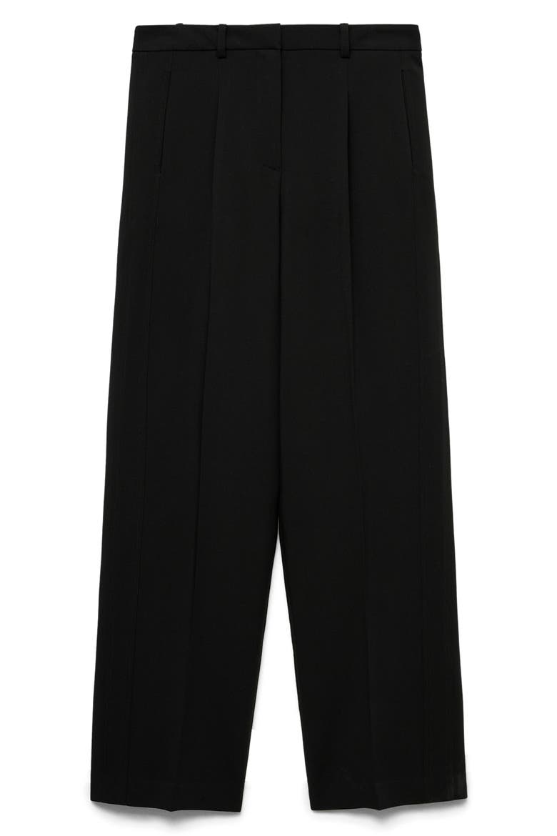 Pleat Front Stretch Straight Leg Pants, Alternate, color, BLACK