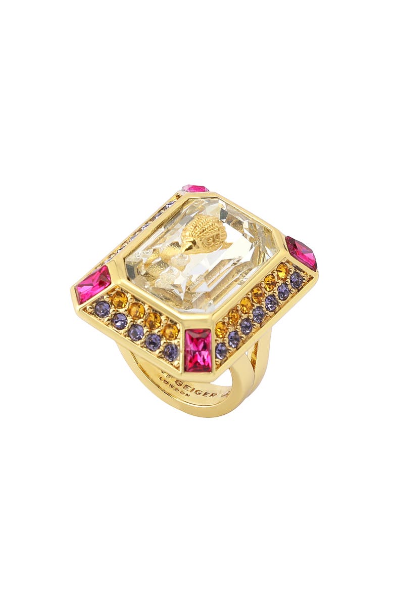 Kurt Geiger London Stone Enamel Cocktail Ring, Main, color, Pink