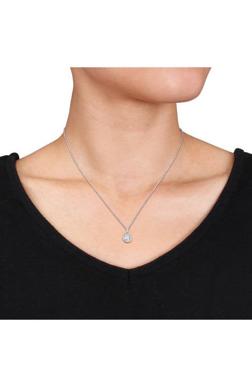 Created Forever Lab-grown Diamond Halo Pendant Necklace In Silver