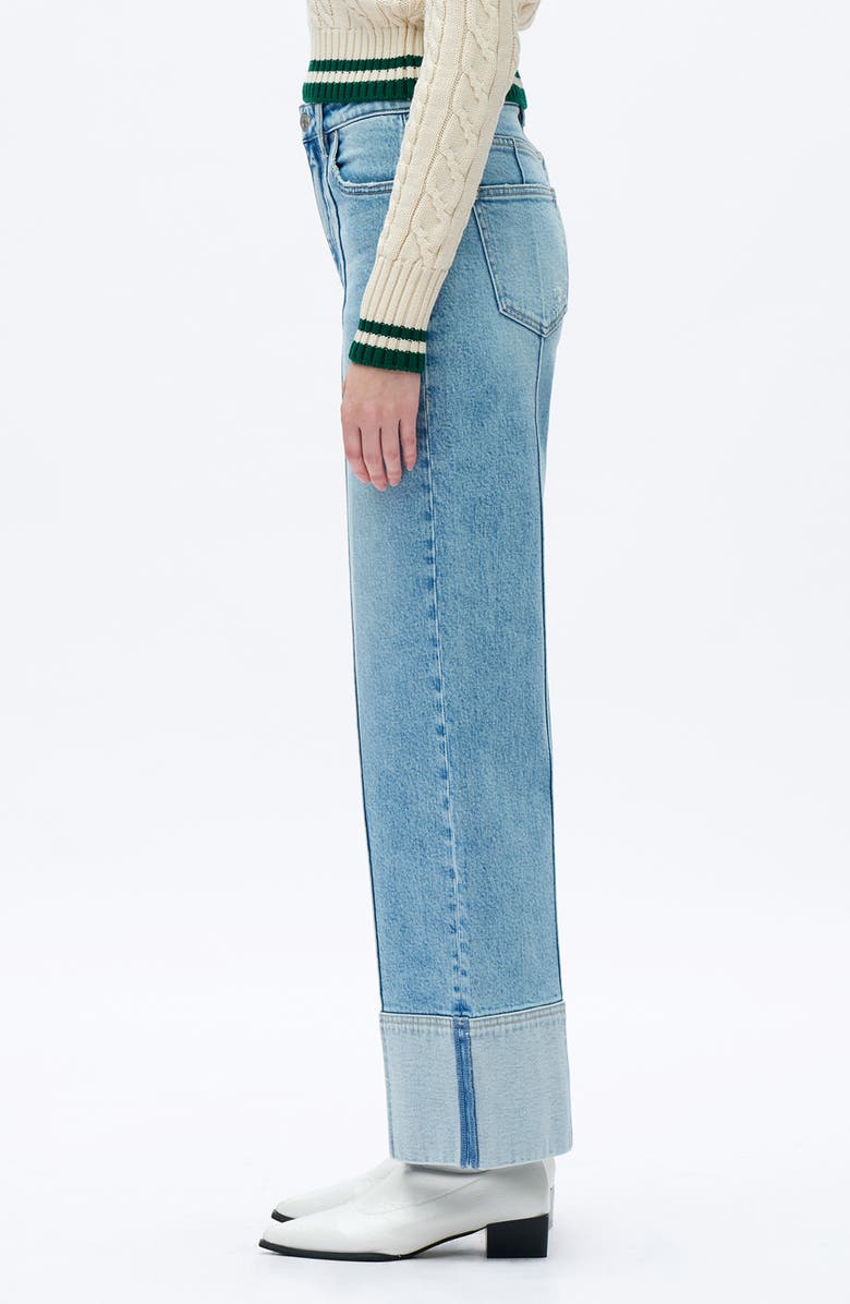 Bayeas Cuffed Seamed High Waist Wide Leg Jeans, Alternate, color, Light Blue