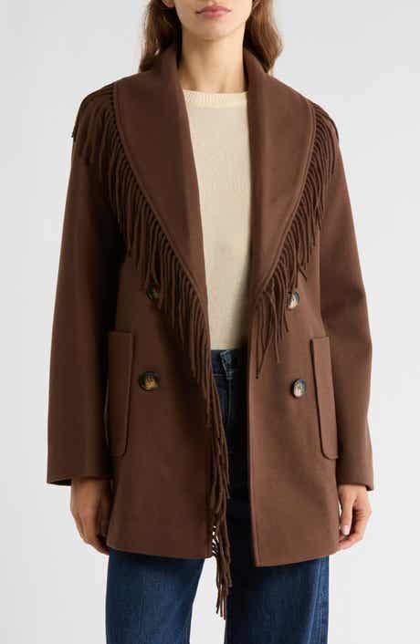 Sam Edelman Fringe Shawl Collar Coat