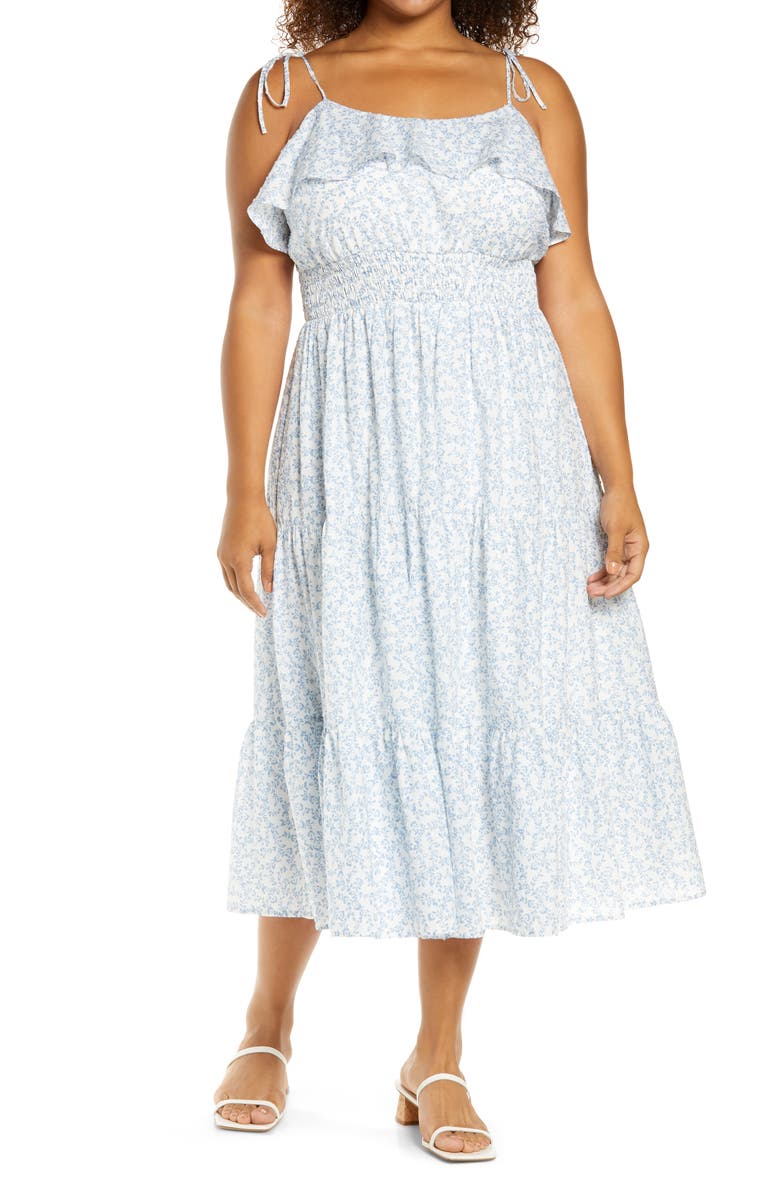 WAYF Naysa Floral Smock Waist Cotton Sundress, Main, color, 