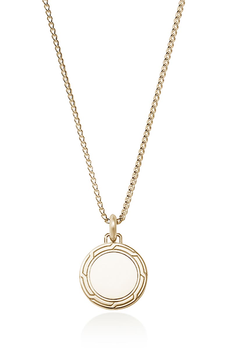 John Hardy Tag Necklace, Gold, Main, color, 