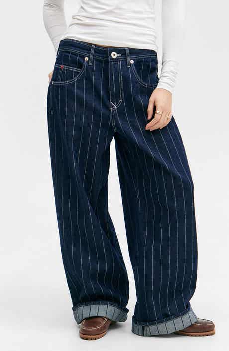 BDG Urban Outfitters Jaya Baseball Stripe Low Rise Wide Leg Jeans