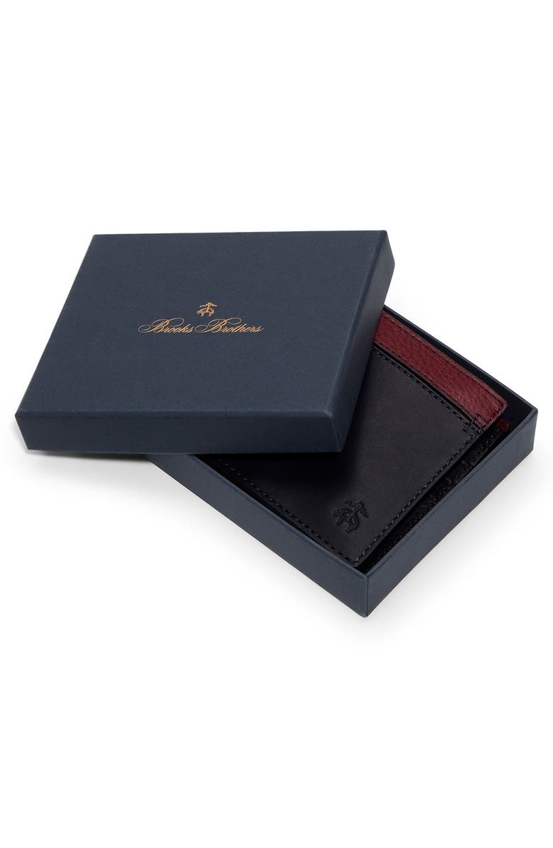 Brooks Brothers Cayman Leather Wallet, Alternate, color, Navy