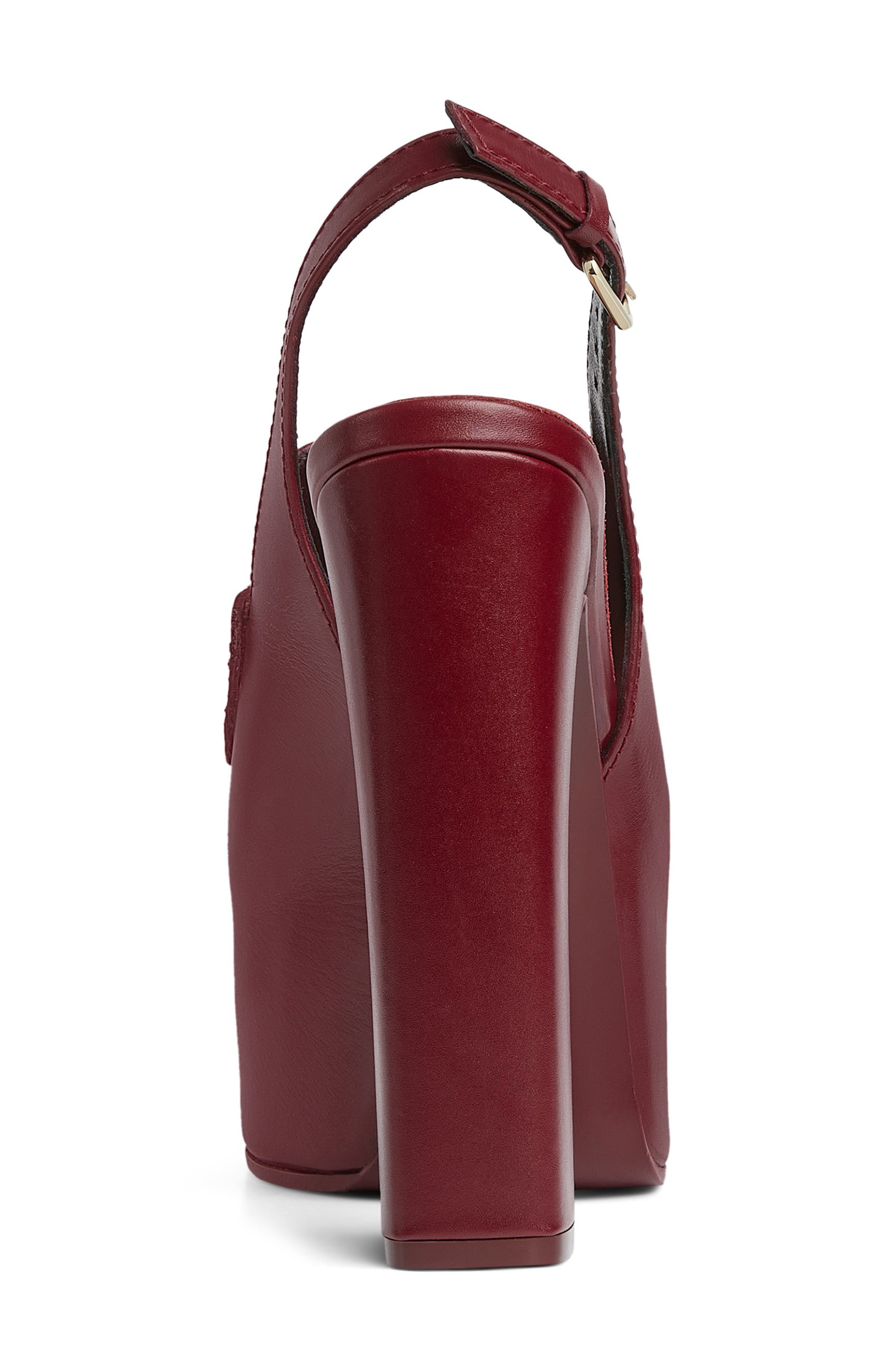 Gucci Horsebit Platform Slingback Loafer Pump, Alternate, color, Rosso Ancora