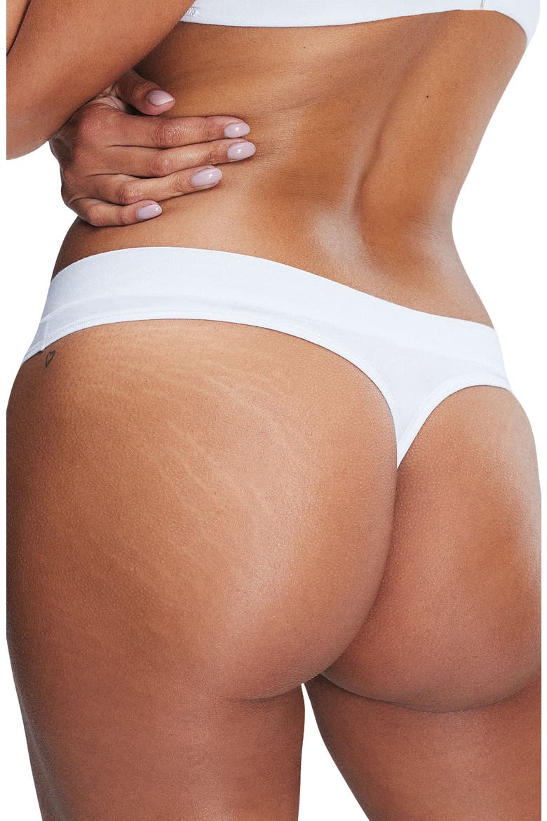 Stretch Cotton Essentials Thong, Alternate, color, ANGEL WHITE