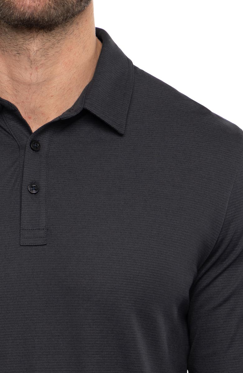 TravisMathew State Room Textured Long Sleeve Polo, Alternate, color, Black