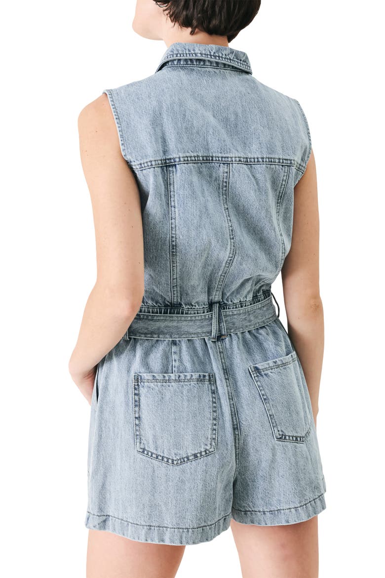 Zip Denim Romper, Alternate, color, LIGHT DENIM