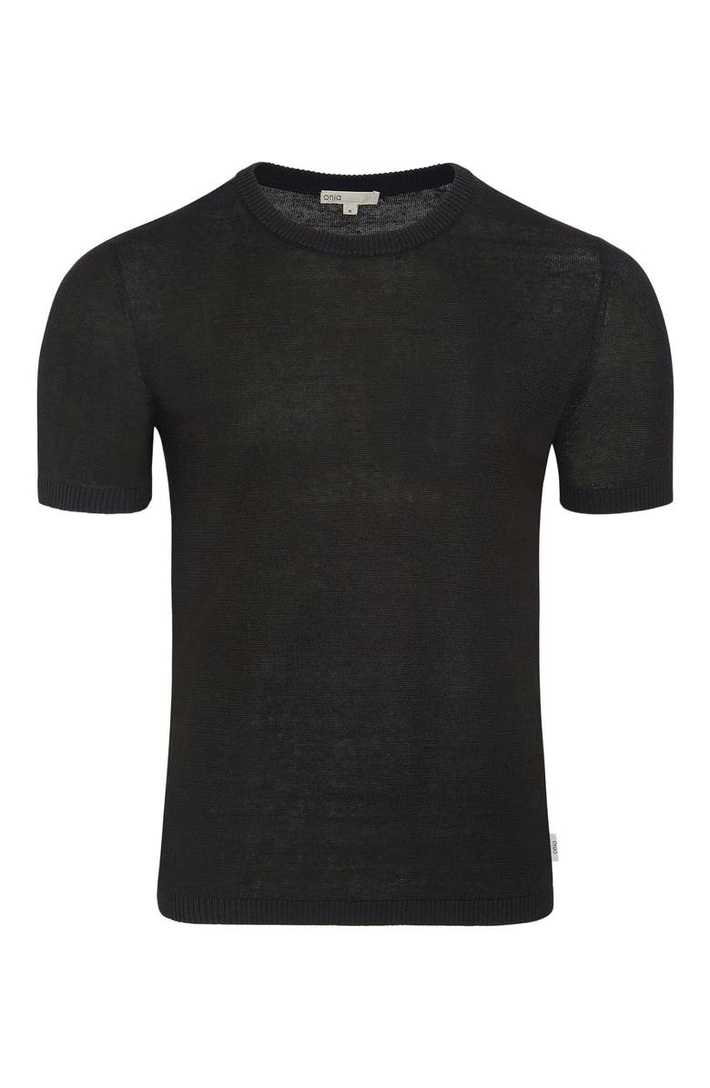 Onia Linen Knit Tee Shirt, Alternate, color, Washed Black