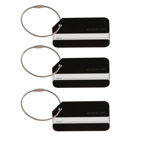 Members Only Luggage Tags, Set Of 3 Durable Metal Travel Tags In Black