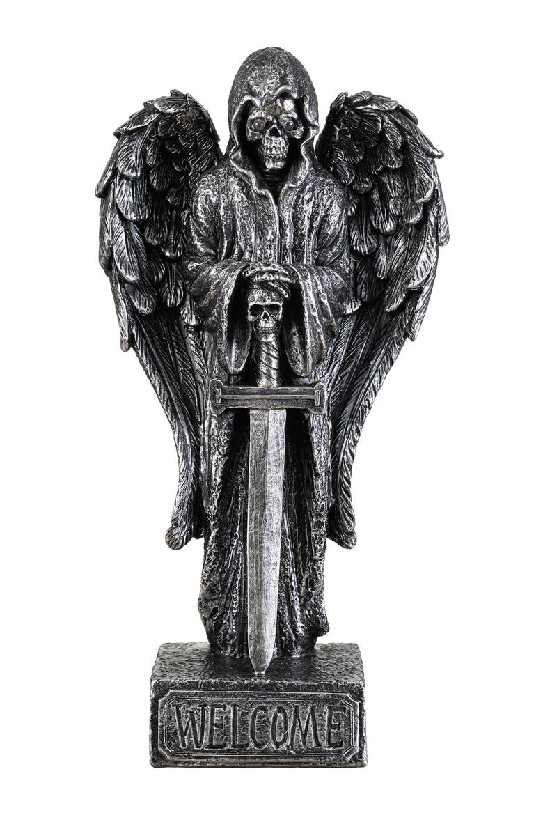 Halloween Lighted Resin Grim Reaper Skulls Candles Table Decor with Timer, Alternate, color, Black