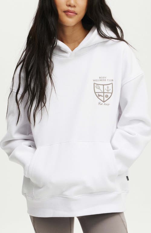 Cotton On Body Plush Premium Graphic Hoodie In White Heritage Wellness Club