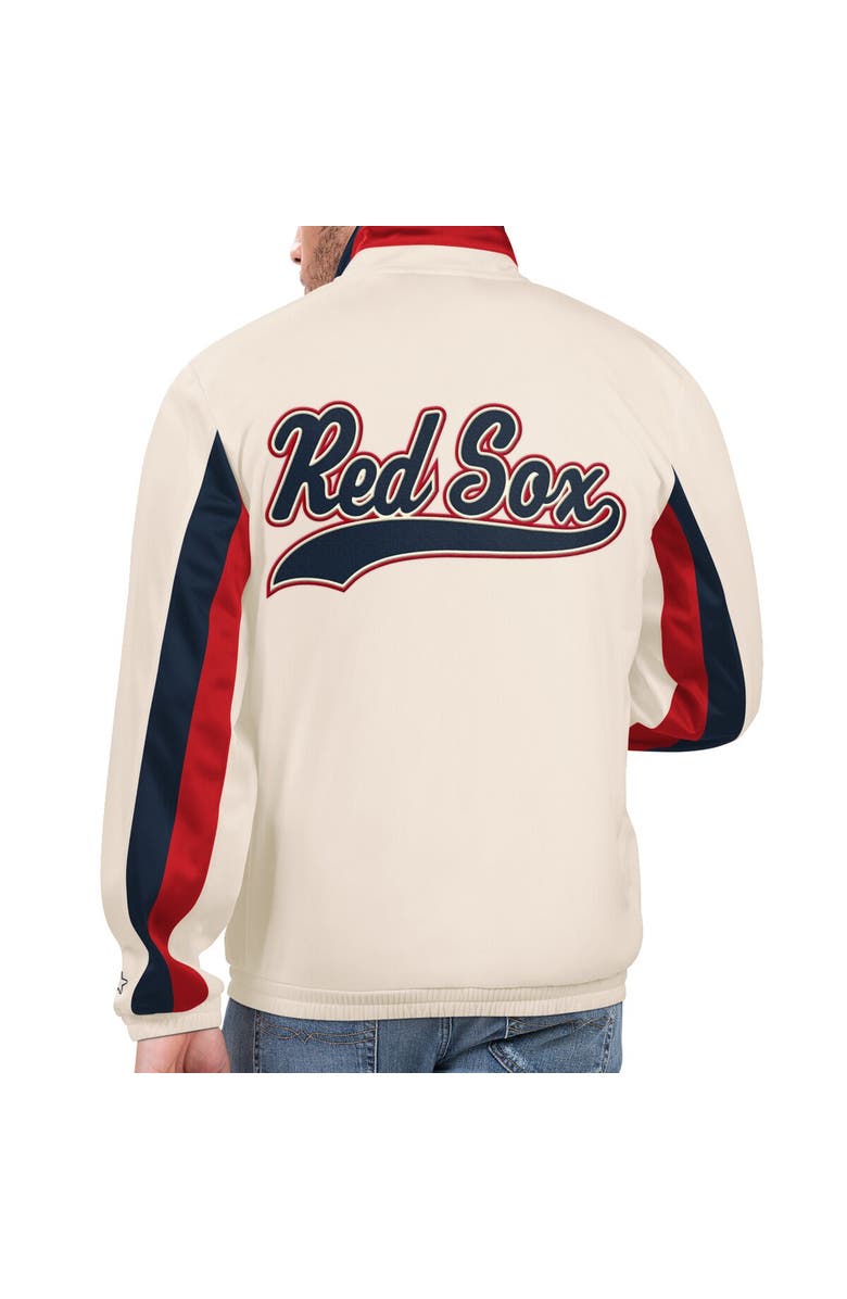 STARTER Men's Starter Cream Boston Red Sox Rebound Cooperstown Collection Full-Zip Track Jacket, Alternate, color,