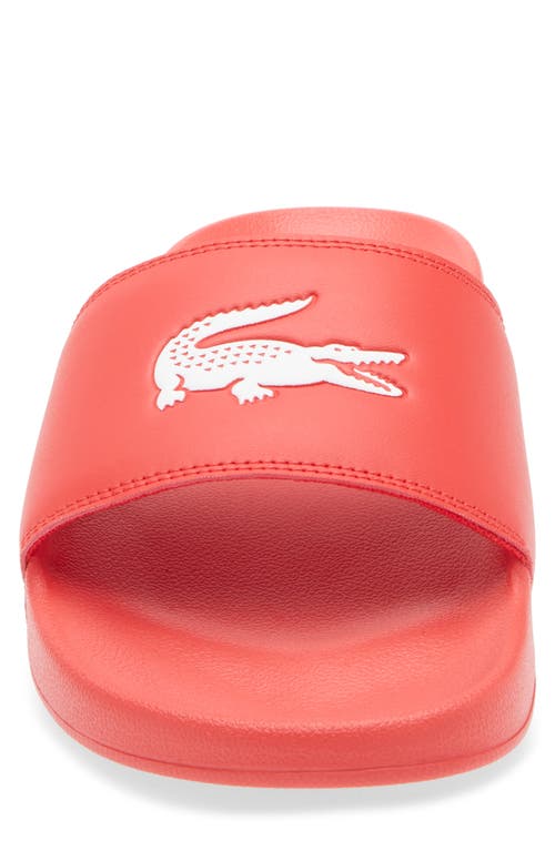 Lacoste Serve Slide Sandal In Red/white