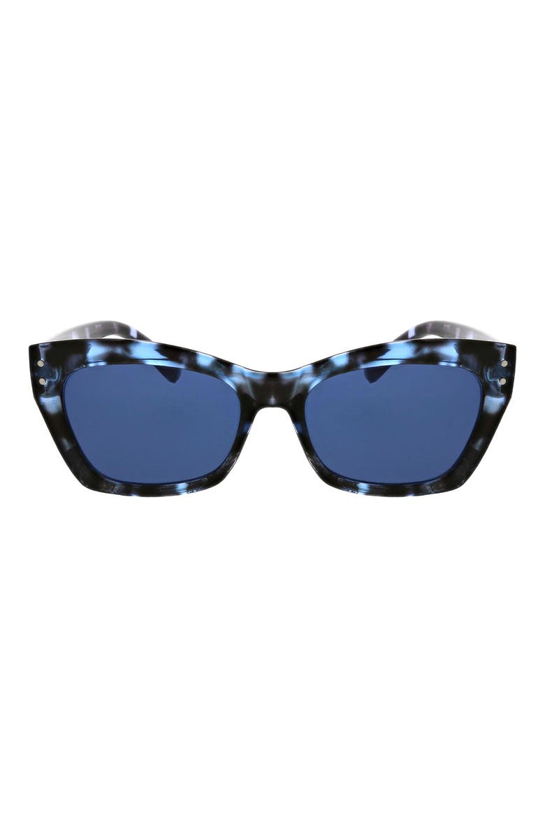 37mm Chunky Catty Square Sunglasses, Main, color, BLUE DEMI