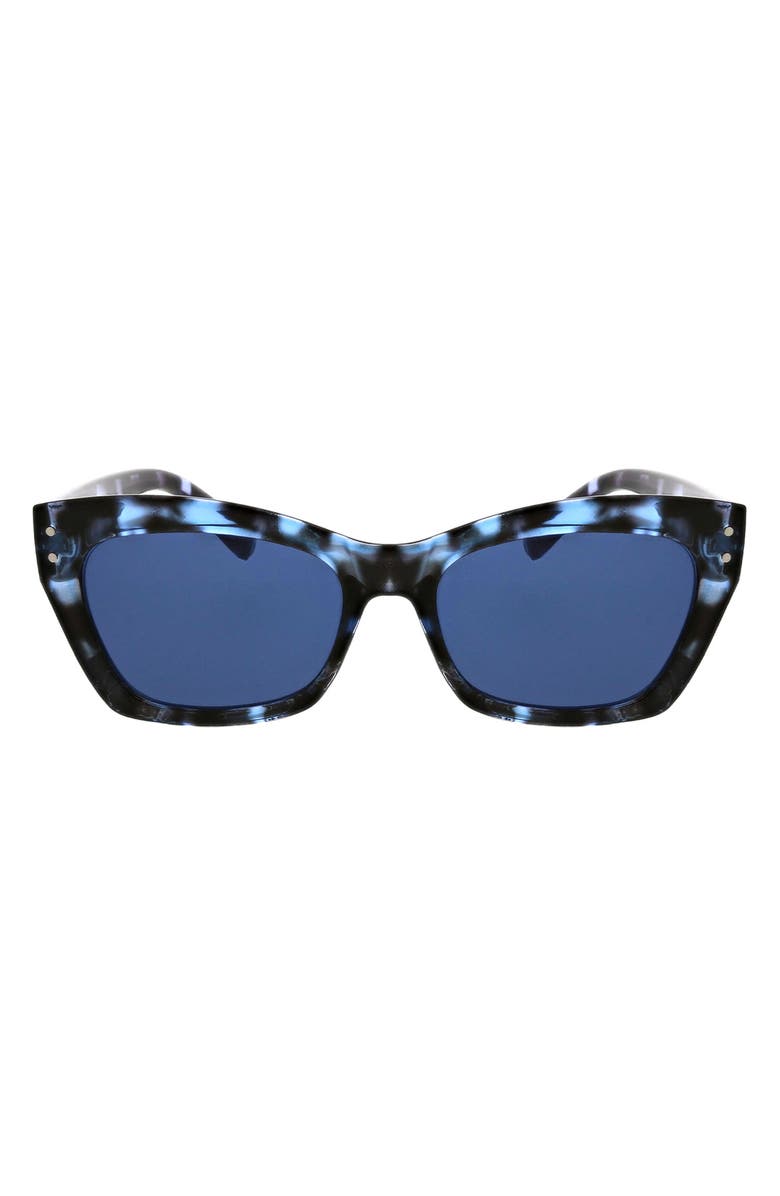 BCBGeneration 37mm Chunky Catty Square Sunglasses, Main, color, Blue Demi