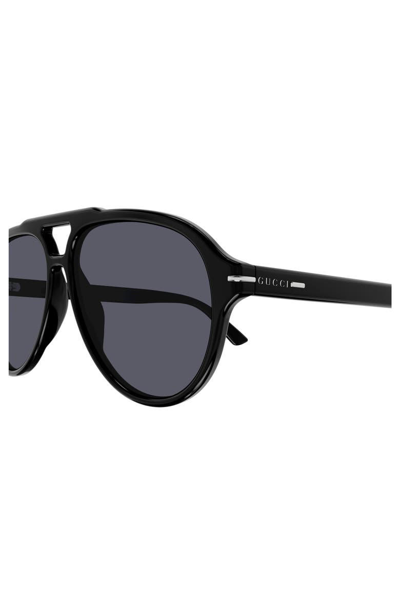 Gucci 58mm Navigator Sunglasses, Alternate, color, Black