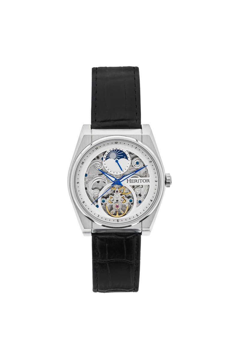 Heritor Automatic Daxton Skeleton Watch, Main, color, Black/White
