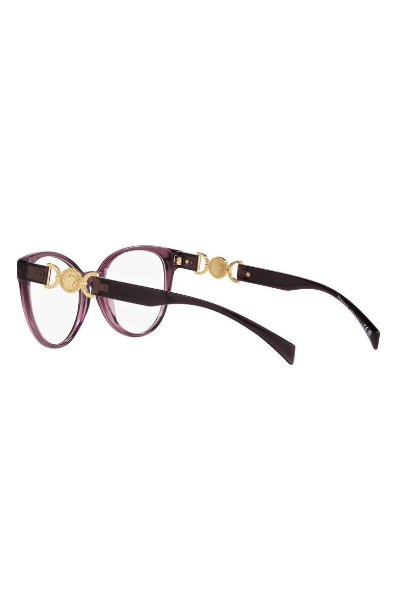 Versace 53mm Cat Eye Optical Glasses, Alternate, color, Transparent Violet