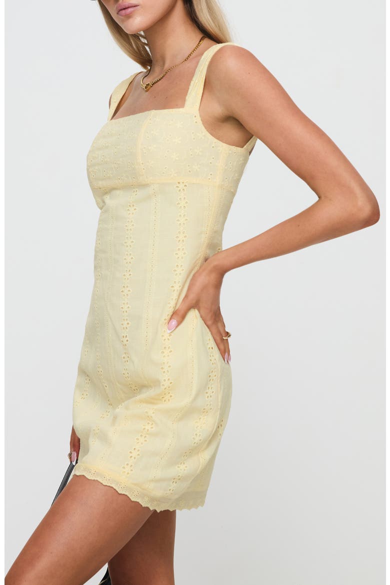 Allegro Floral Eyelet Cotton Minidress, Alternate, color, LEMON