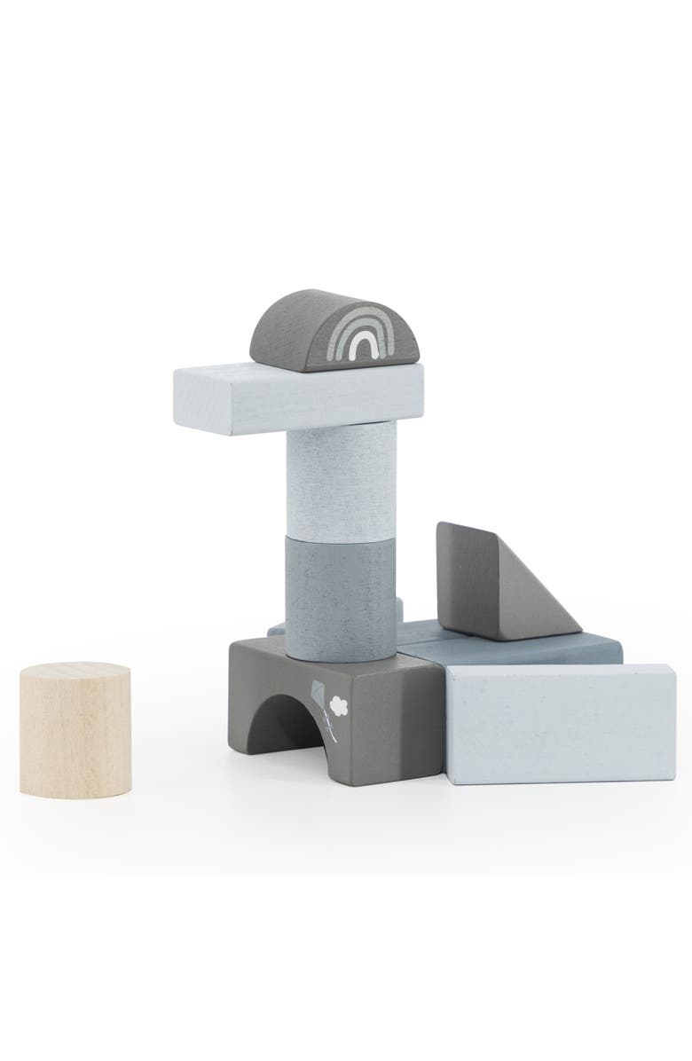 Label Label 50 Piece Wooden Blocks Set Blue, Stacking Toy, Ages 2+, Alternate, color, Multicolored