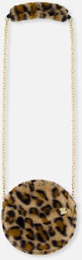 Deux par Deux Leopard Faux Fur Chain Strap Zipper Shoulder Bag