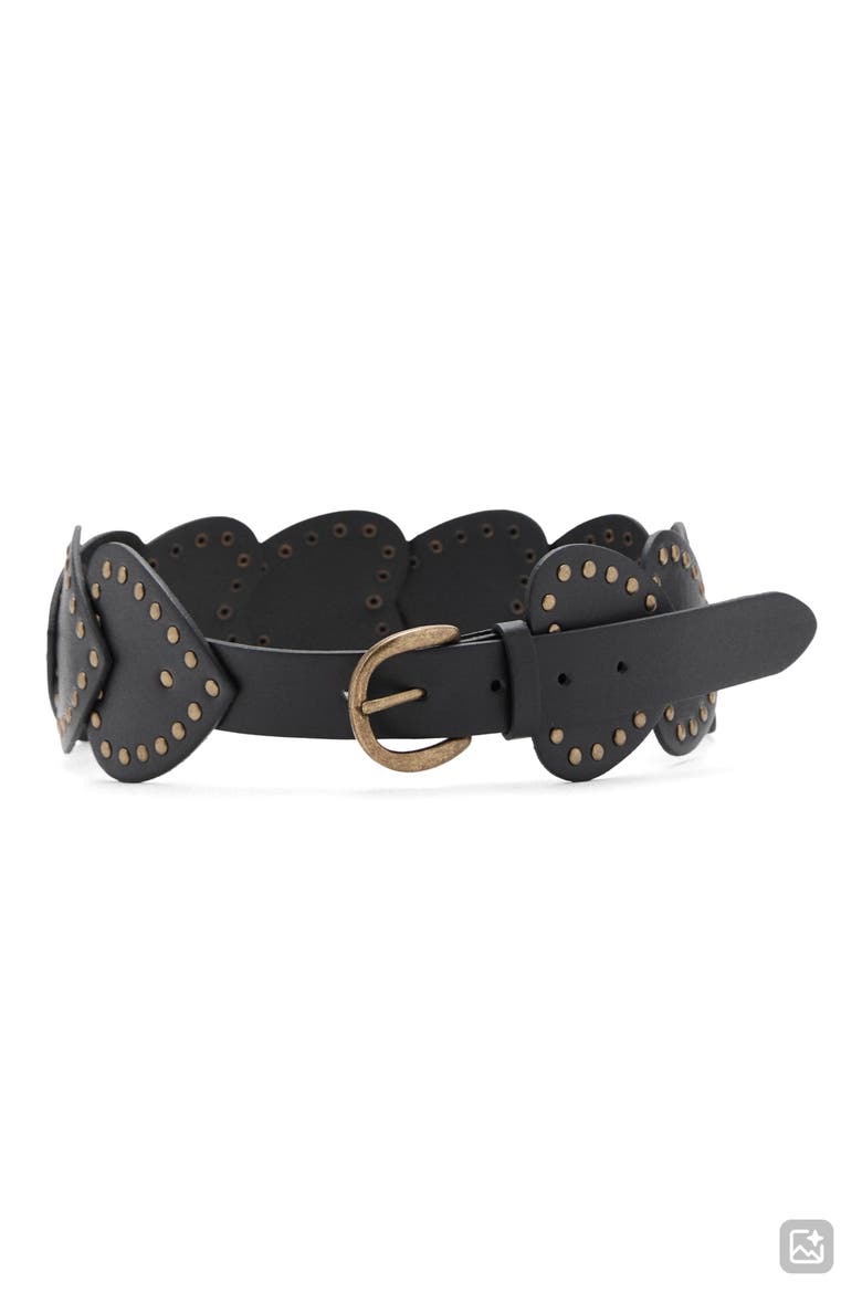 Studded Heart Belt, Main, color, BLACK