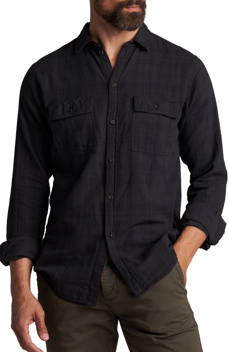 Rowan Redding Plaid Flannel Button-Up Shirt, Main, color, Blackout Plaid