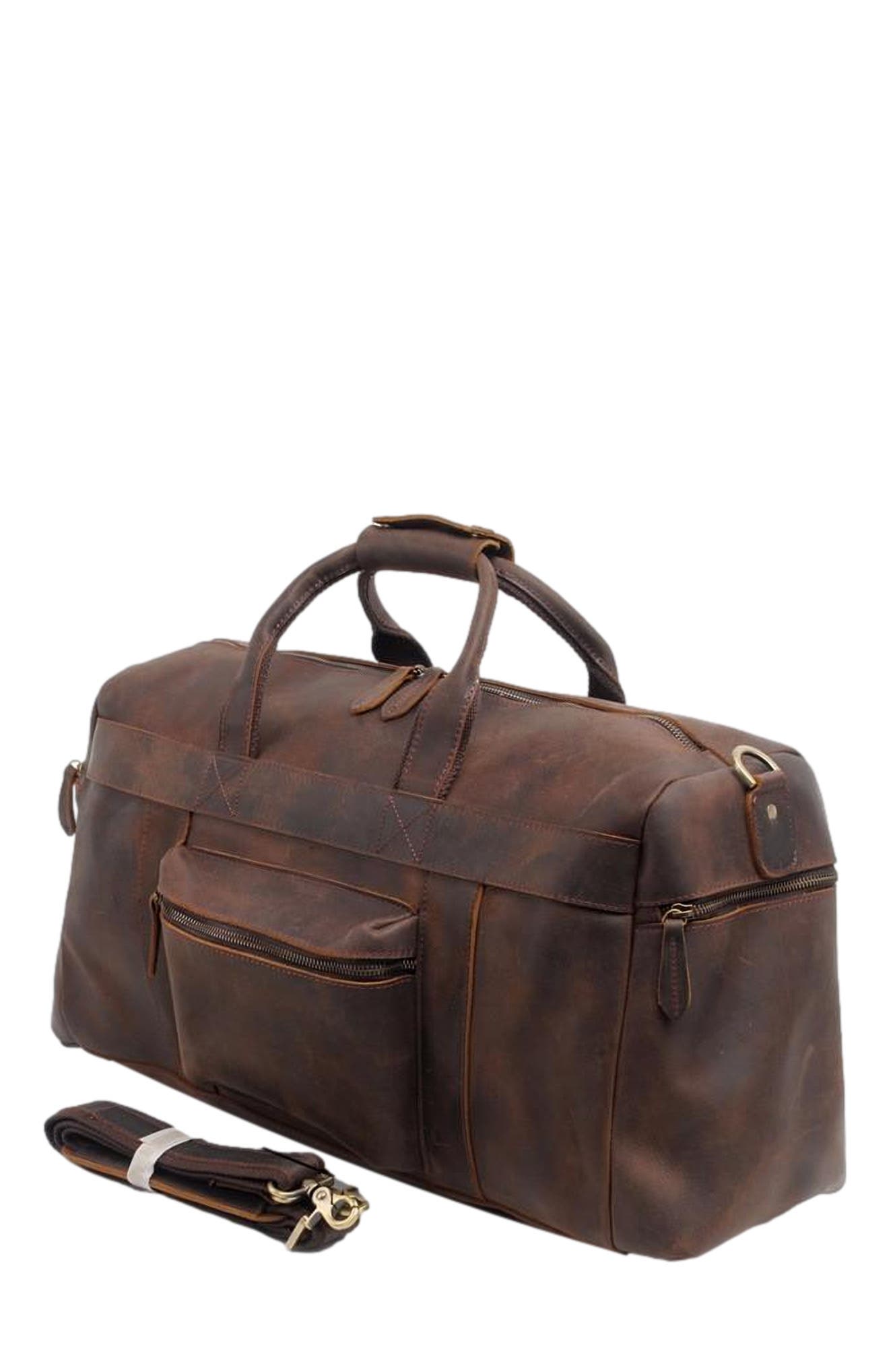 STEEL HORSE LEATHER The Asta Weekender | Handcrafted Leather Duffle Bag, Alternate, color, Dark Brown