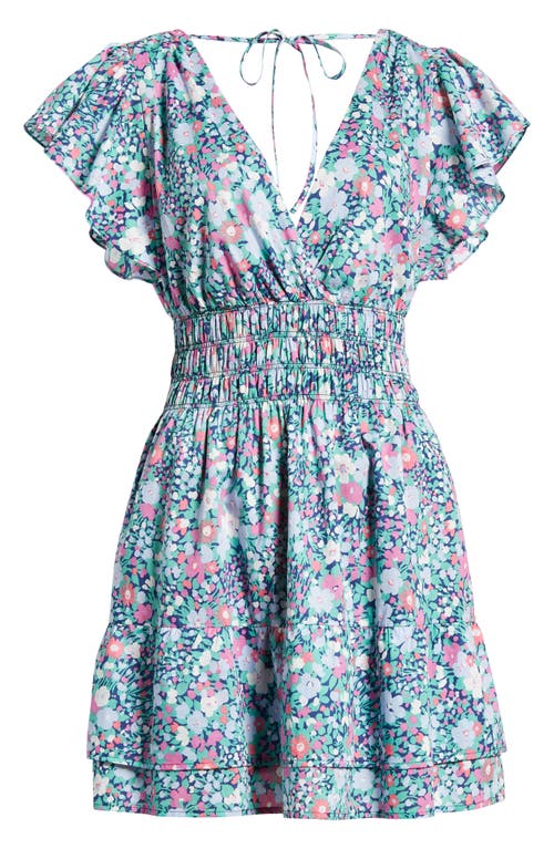 Rails Kimora Floral Flutter-sleeve Mini Dress In Navy Leilani Floral